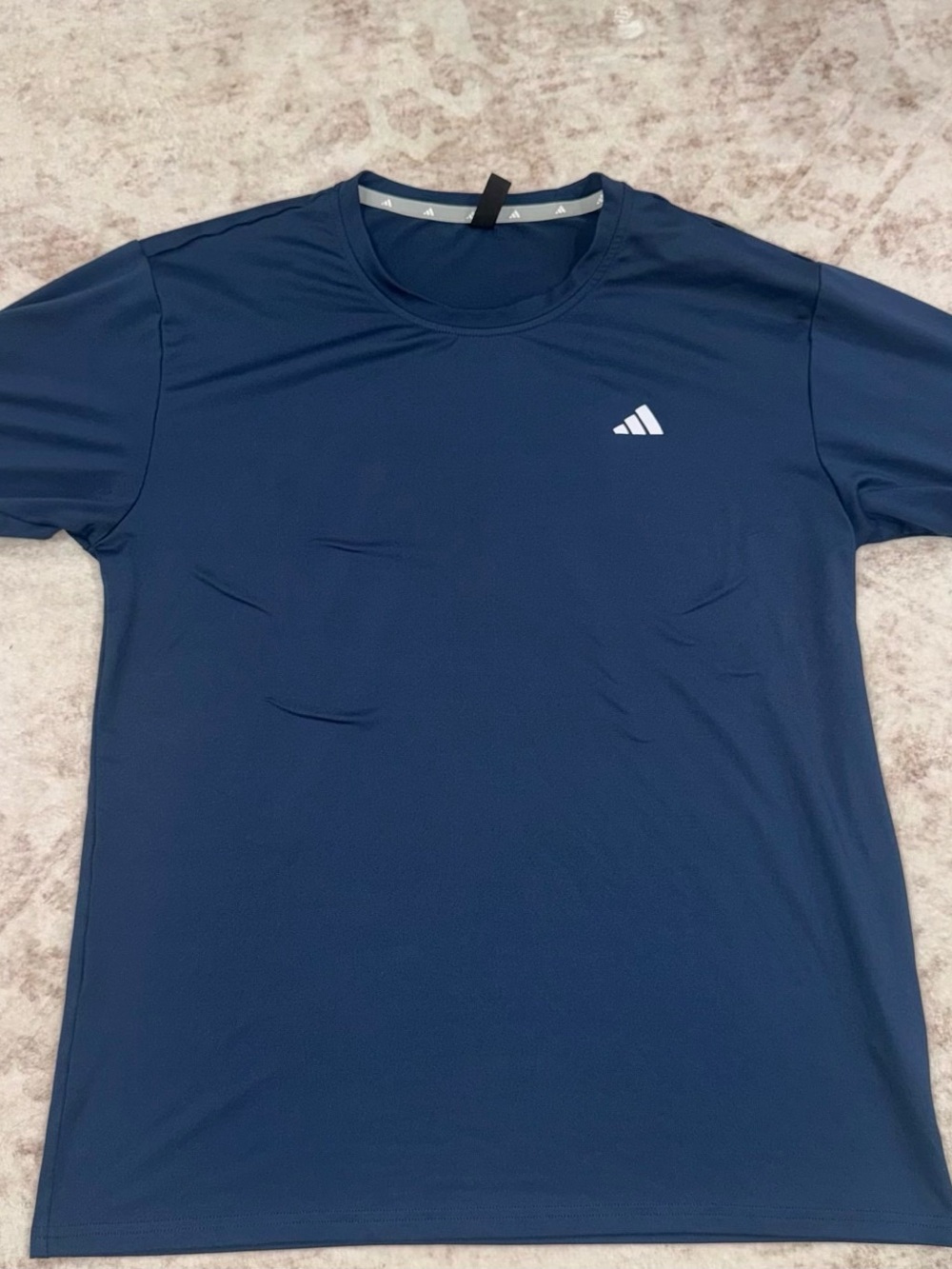 adidas Men's Navy Short Sleeve Crew Tee with White Logo